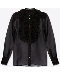Dolce & Gabbana - Ruffled Yoke Semi-Sheer Silk Shirt - Lyst