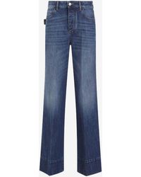 Bottega Veneta - High-Waisted Logo-Patch Straight-Leg Jeans - Lyst