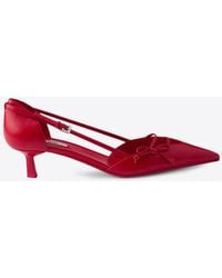 Prada - 45 Leather Pumps With Bow - Lyst