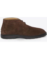Tod's - Desert Suede Lace-Up Boots - Lyst