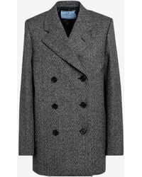 Prada - Prince Of Wales Double-Breasted Blazer - Lyst
