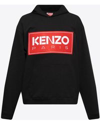 KENZO - Logo-Patch Hooded Sweatshirt - Lyst