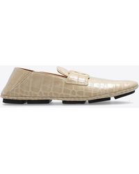 Dolce & Gabbana - Dg Logo Croc-Embossed Leather Loafers - Lyst