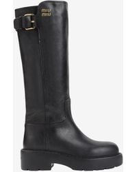 Miu Miu - Leather Knee-High Boots - Lyst