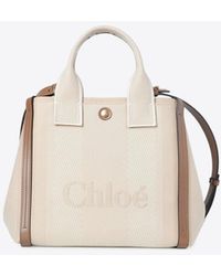 Chloé - Small Raised Logo Canvas Tote Bag - Lyst