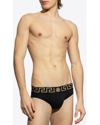 Versace - Greca Border Elastic Waistband Briefs - Lyst