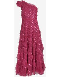 Needle & Thread - Spiral Sequin Embellished One-Shoulder Gown - Lyst