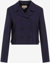 Gucci - Wool Mohair Double-Breasted Cropped Blazer - Lyst