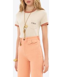 Chloé - Logo Print Short Sleeved T-Shirt - Lyst