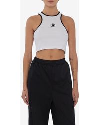 ROTATE BIRGER CHRISTENSEN - Sunday Logo Embroidered Cropped Tank Top - Lyst