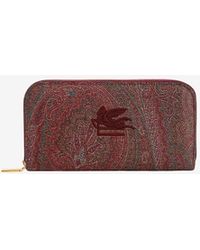 Etro - Paisley-Print Embroidered Logo Wallet - Lyst