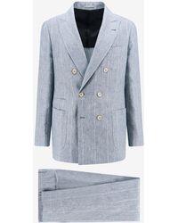 Brunello Cucinelli - Striped Double-Breasted Suit - Lyst