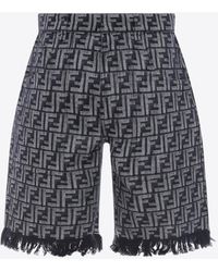 Fendi - Ff Jacquard Frayed Bermuda Shorts - Lyst