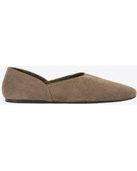 KHAITE - Jane Classic Suede And Python Print Ballet Flats - Lyst