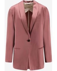 Alysi - Single-Breasted Satin Blazer - Lyst