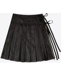 スカート LOW CLASSIC : 25SS / WASHED COTTON PLEATS WRAP SKIRT (BLACK) LOW CLASSIC