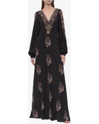 Etro - Paisley Print V-Neck Maxi Dress - Lyst
