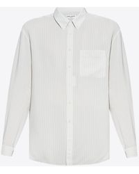 Saint Laurent - Cassandre Pinstripe Silk Shirt - Lyst
