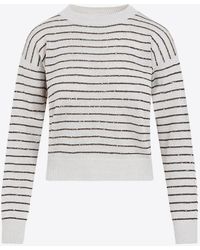 Brunello Cucinelli - Striped Crewneck Sweater - Lyst