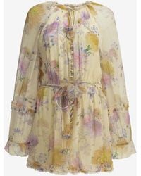 Zimmermann - Luna Floral Print Ruffled Playsuit - Lyst
