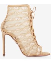Aquazzura - After Dark Lace Mesh Lace-up Booties - Lyst