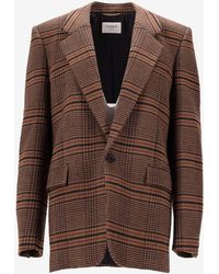 Saint Laurent - Houndstooth Single-Breasted Wool Blazer - Lyst
