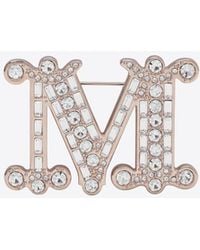 Max Mara - Monogram Crystal-Embellished Brooch - Lyst