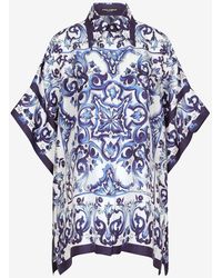 Dolce & Gabbana - Majolica Print Short-Sleeved Kaftan Shirt - Lyst
