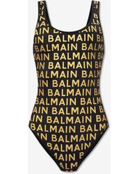 Balmain - All-Over Logo Print One-Piece Swimsuit - Lyst