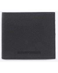 Emporio Armani - Logo Embossed Bi-Fold Leather Wallet - Lyst