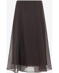Brunello Cucinelli - Silk Midi Skirt - Lyst