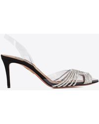 Aquazzura - Gatsby 75 Crystal-Embellished Slingback Pumps - Lyst