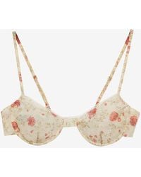 Prada - Floral Print Lace-Trimmed Bra - Lyst
