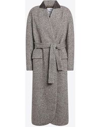 Brunello Cucinelli - Wool-Blend Belted Coat - Lyst
