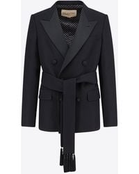 Valentino - Double-Breasted Wool Blazer - Lyst