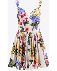 Dolce & Gabbana - Floral Print Mini Dress - Lyst