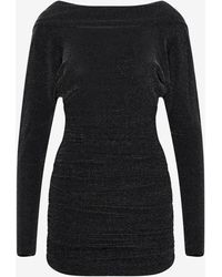 Saint Laurent - Shimmer Long-Sleeved Mini Dress - Lyst