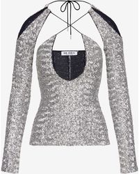 The Attico - Zane Sequined Cut-Out Top - Lyst