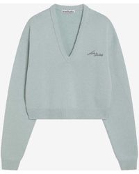Acne Studios - V-Neck Cropped Wool Sweater - Lyst