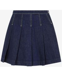 KENZO - Pleated Mini Denim Skirt - Lyst