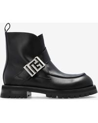 Balmain - Monogram Buckle Leather Ankle Boots - Lyst