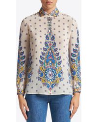 Etro - Daisy Print Button-Up Silk Shirt - Lyst