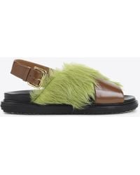 Marni - Fussbett Leather Slingback Flat Sandals - Lyst