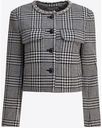 Self-Portrait - Crystal-Trimmed Houndstooth Wool Blazer - Lyst