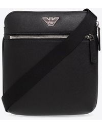 Emporio Armani - Logo Plaque Faux Leather Messenger Bag - Lyst