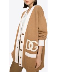 Dolce & Gabbana - Embroidered Logo Patch Wool Cardigan - Lyst