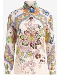 Etro - Floral Paisley Print Button-Up Silk Shirt - Lyst