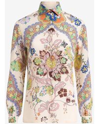 Etro - Floral Paisley Print Button-Up Silk Shirt - Lyst