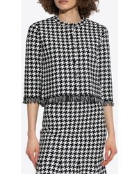 McQueen - Houndstooth Pattern Cropped Cardigan - Lyst
