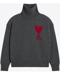 Ami Paris - Ami De Coeur Turtleneck Wool Sweater - Lyst